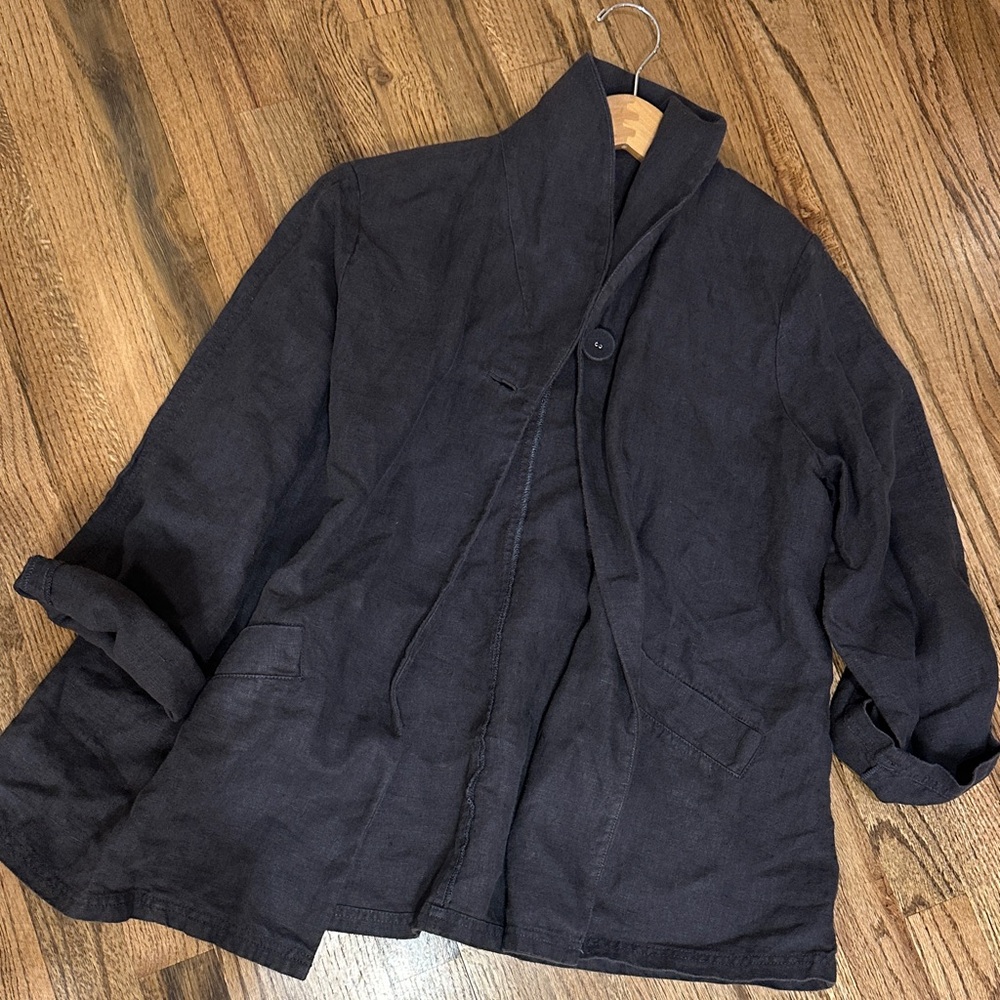 Eileen Fisher charcoal linen Blazer with Single Button medium - Picture 8 of 8